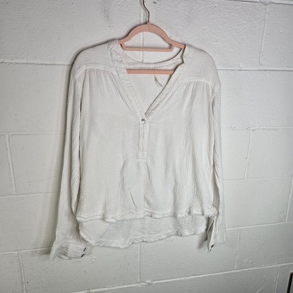Free People Changing Horizons White Gauzy Double Gauze Cotton Popover Tunic - Picture 10 of 10